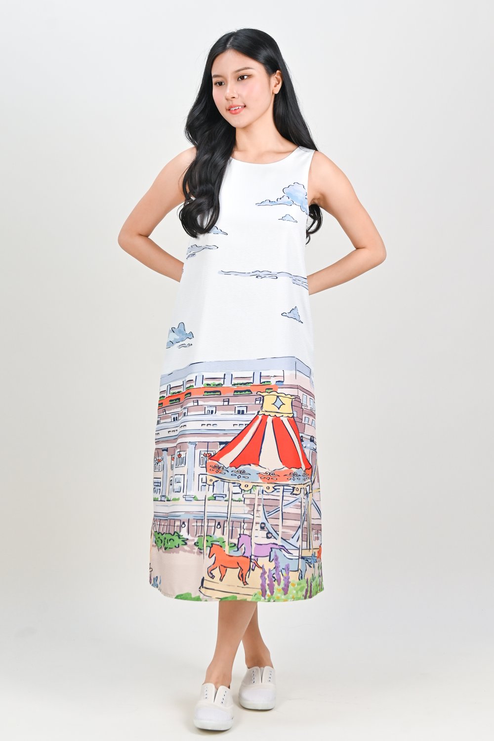 COLONIAL COURTYARD TWO-WAY MIDI DRESS