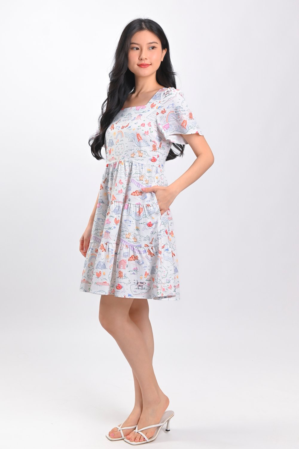 ZODIAC FARM SQUARE-NECK BABYDOLL DRESS