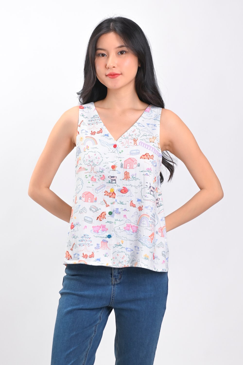 ZODIAC FARM TWO-WAY BUTTON TOP
