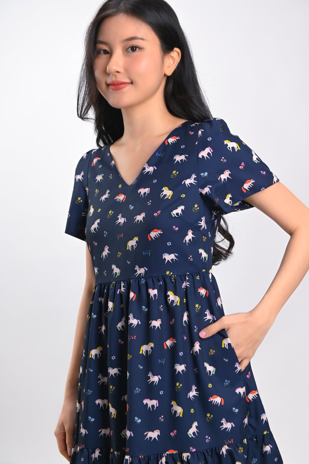 PETALS & PONIES SLEEVED FLOUNCE DRESS