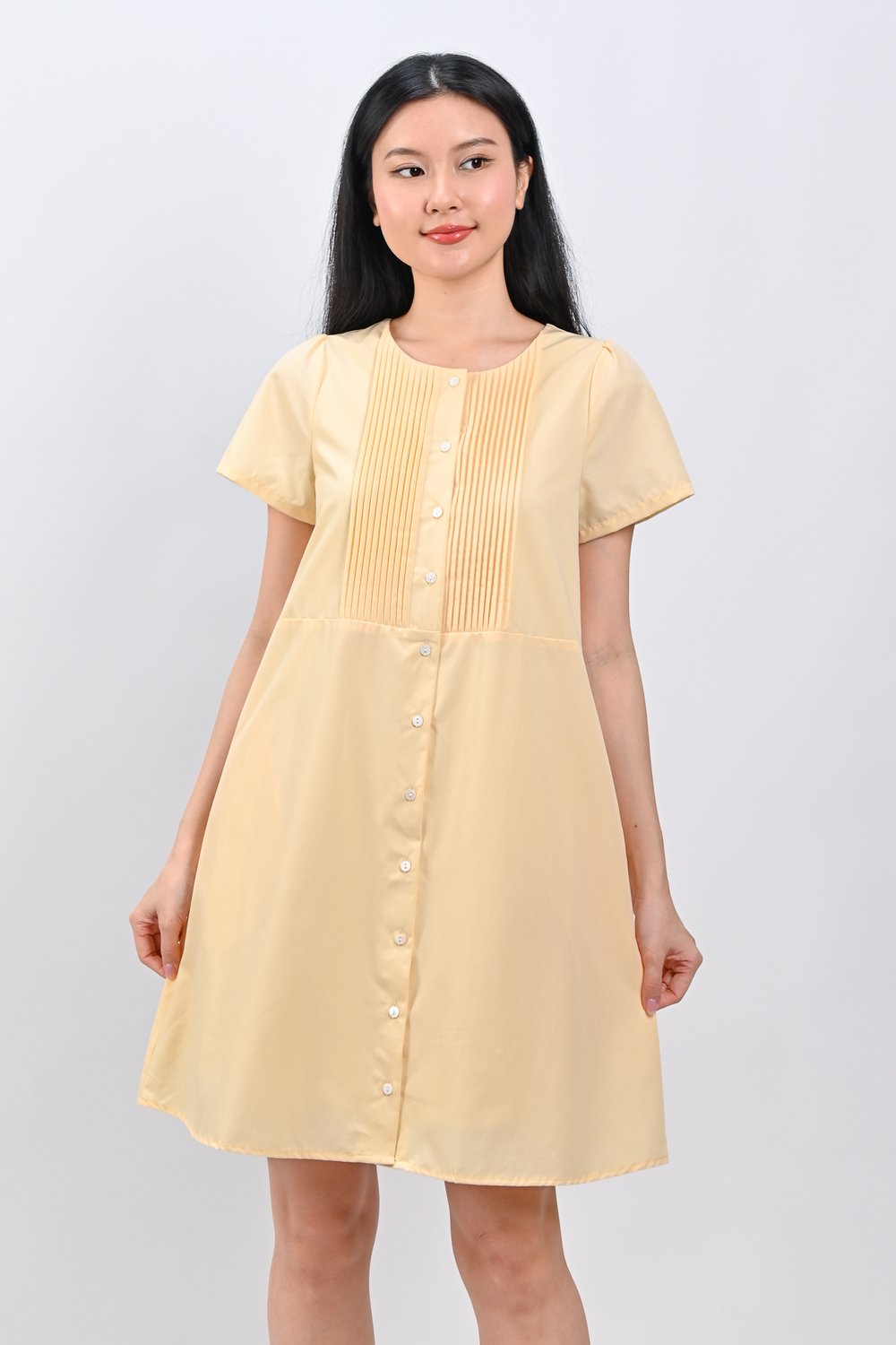 OPHYRA PINTUCK DRESS IN YELLOW