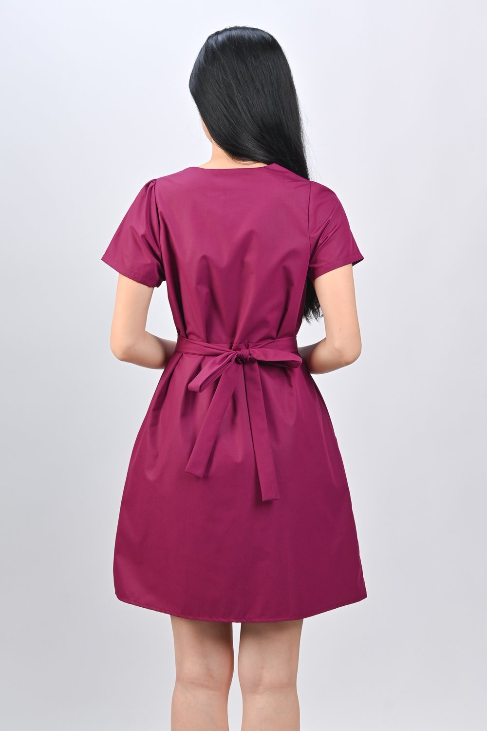OPHYRA PINTUCK DRESS IN MAROON
