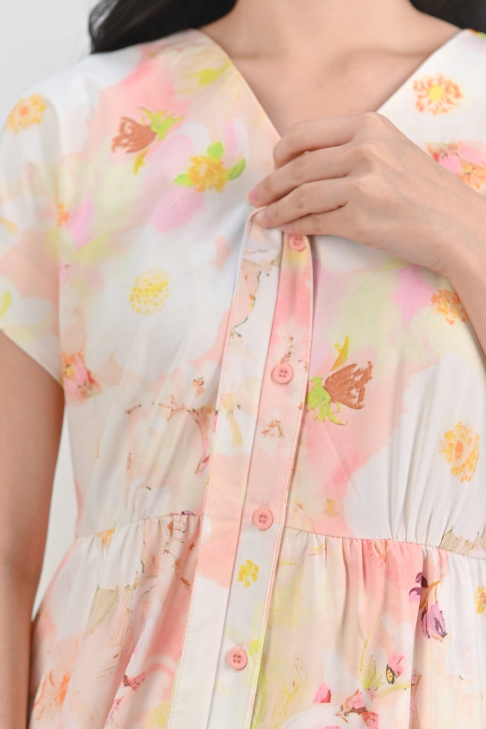 RIKO ABSTRACT OBI-SASH SLEEVED MIDI DRESS