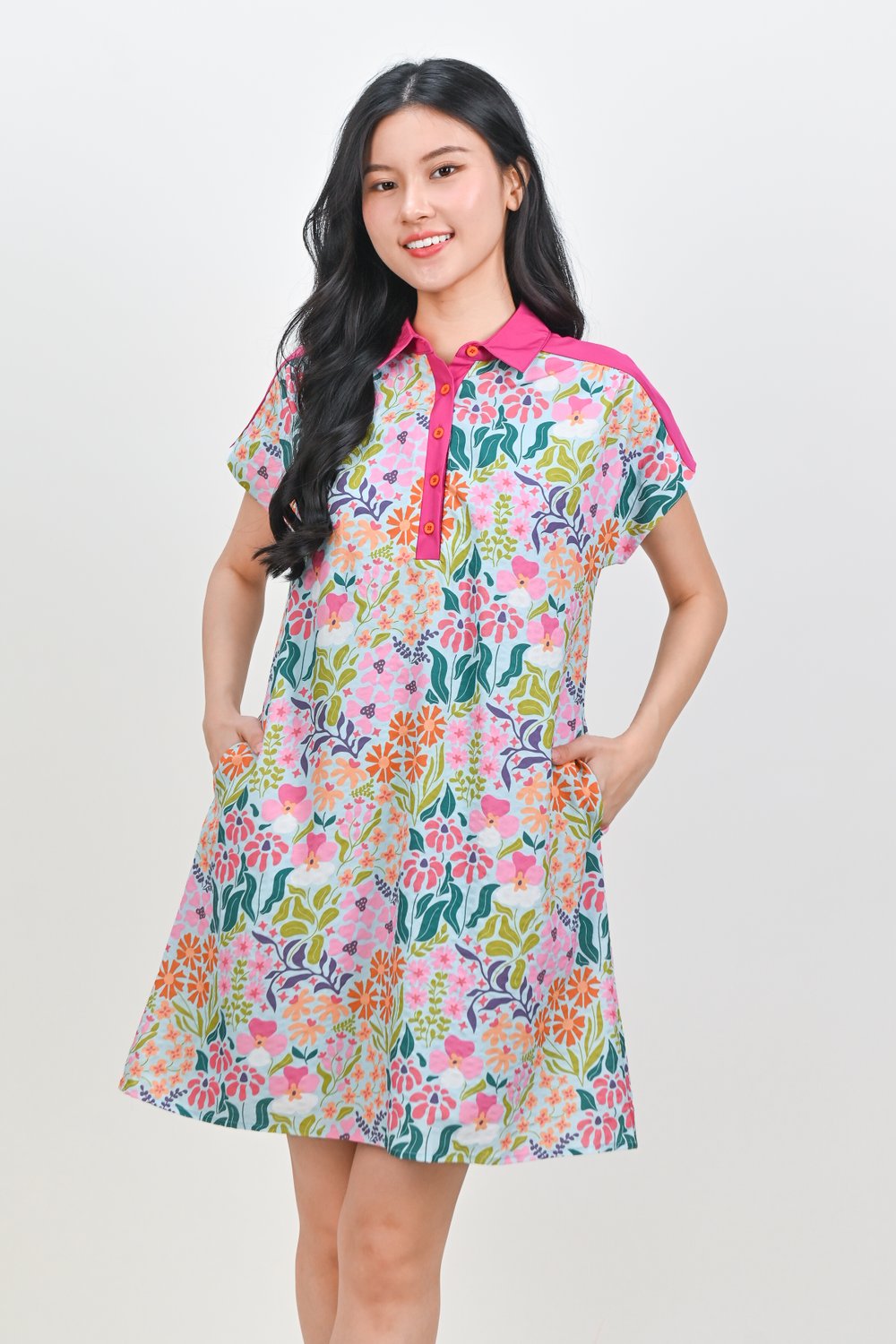 TARINDA PINK & PRINTED BLOCK SHIRT-DRESS