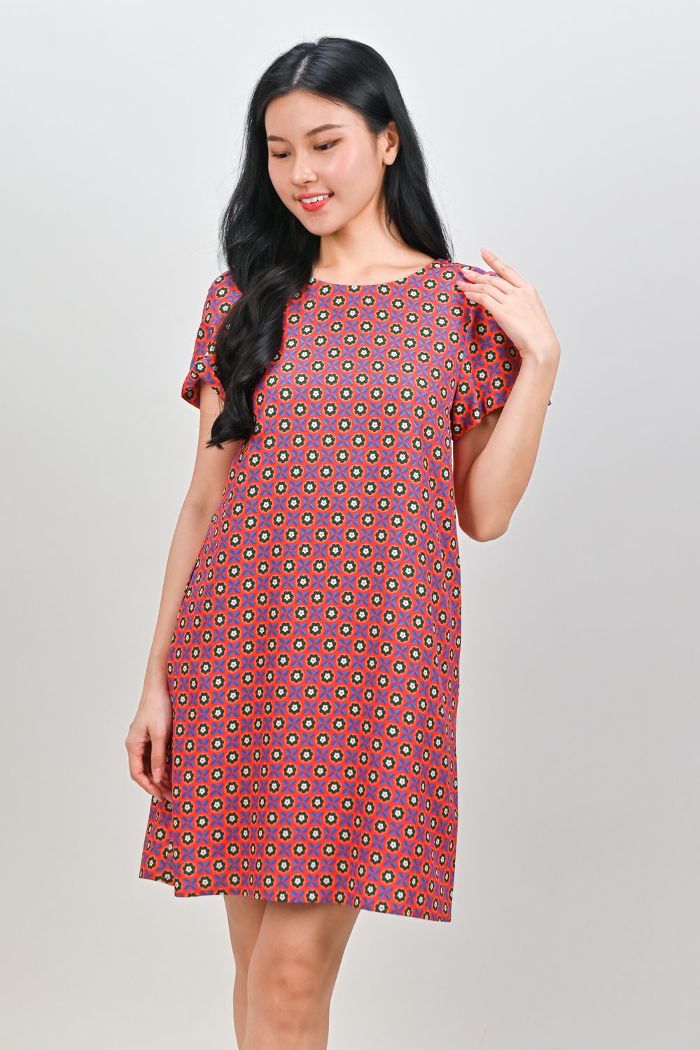 HUALI GARDEN SLEEVED SHIFT DRESS