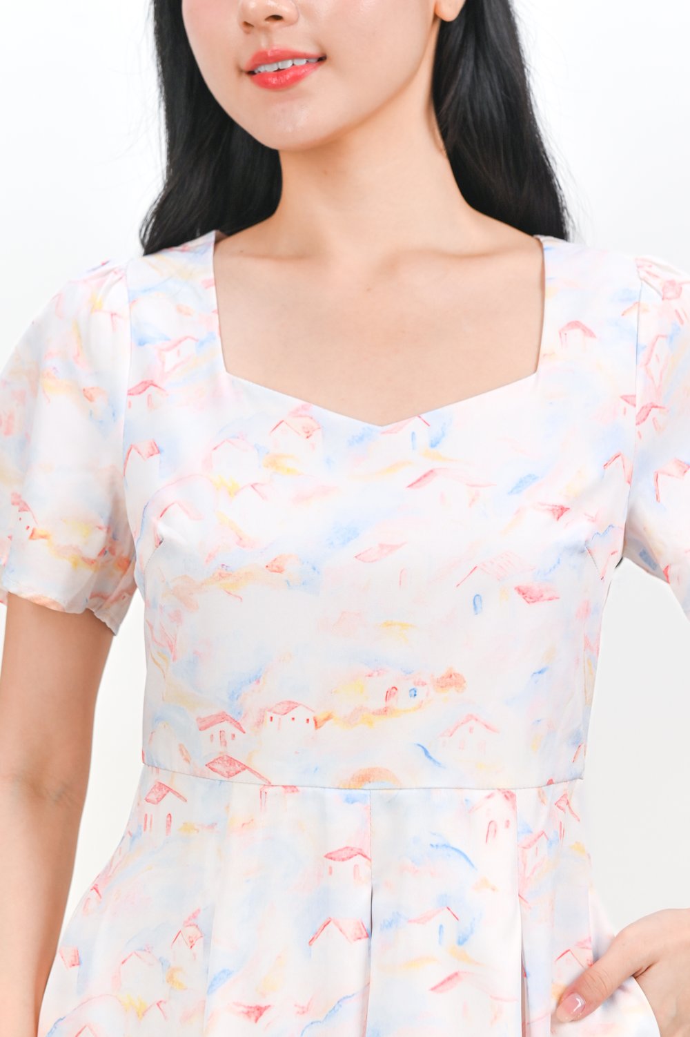 YARANAH WATERCOLOUR SWEETHEART DRESS IN VILLAGES