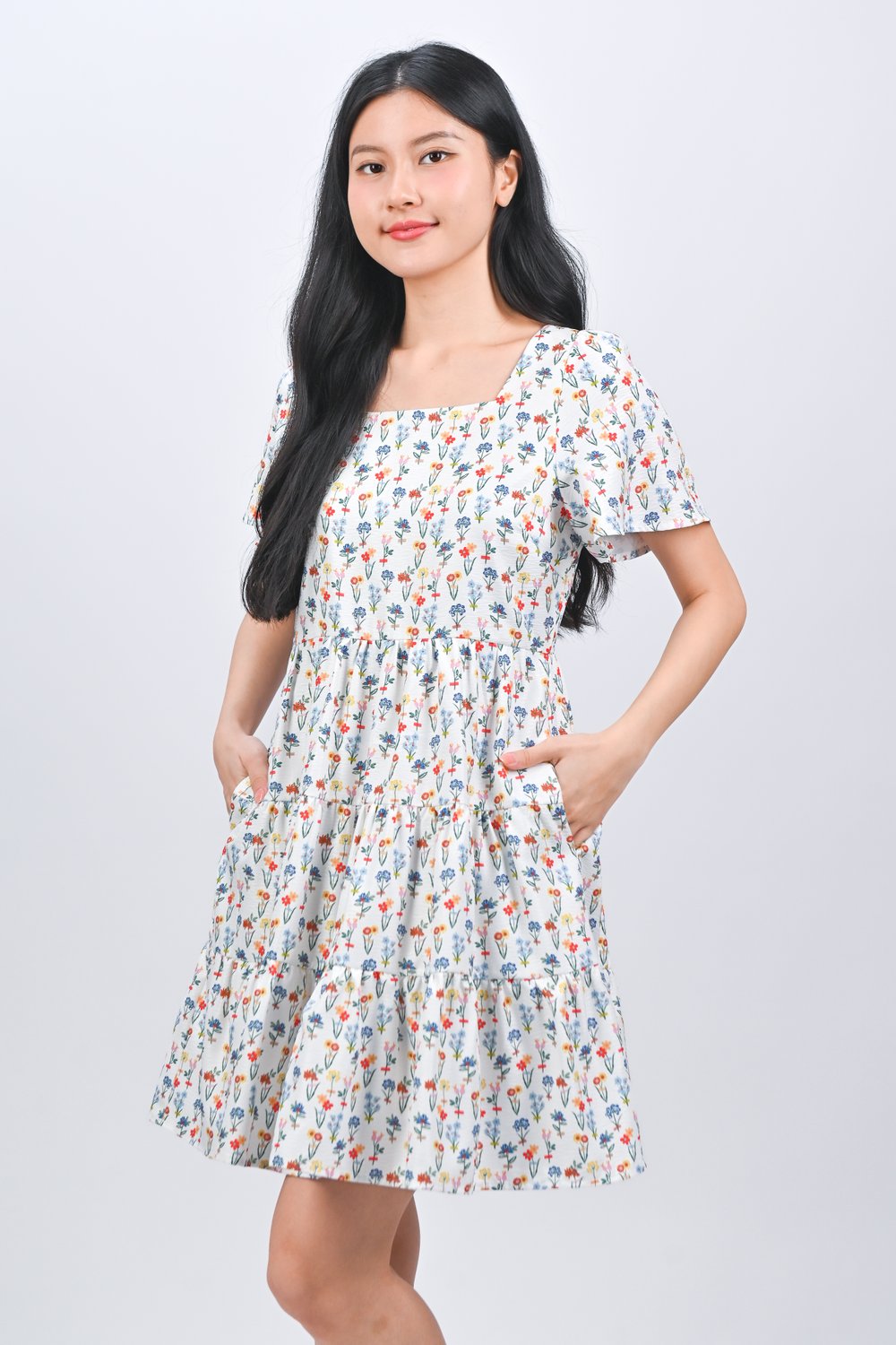 FOREVER BLOOMS SLEEVED BABYDOLL DRESS