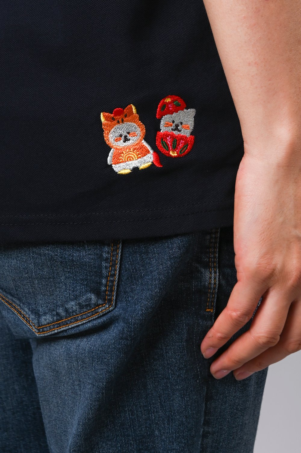 FESTIVE PAWTY NAVY EMB. POLO SHIRT