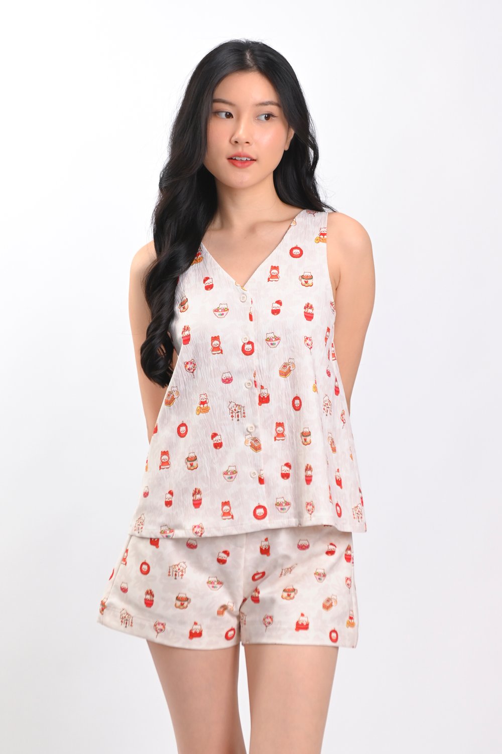 PAWSPERITY CAT TWO-WAY BUTTON TOP