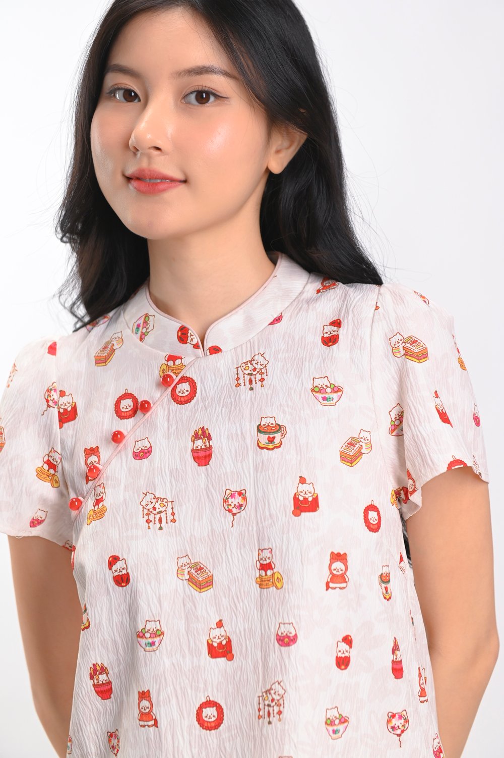 PAWSPERITY CAT SLEEVED CHEONGSAM TOP