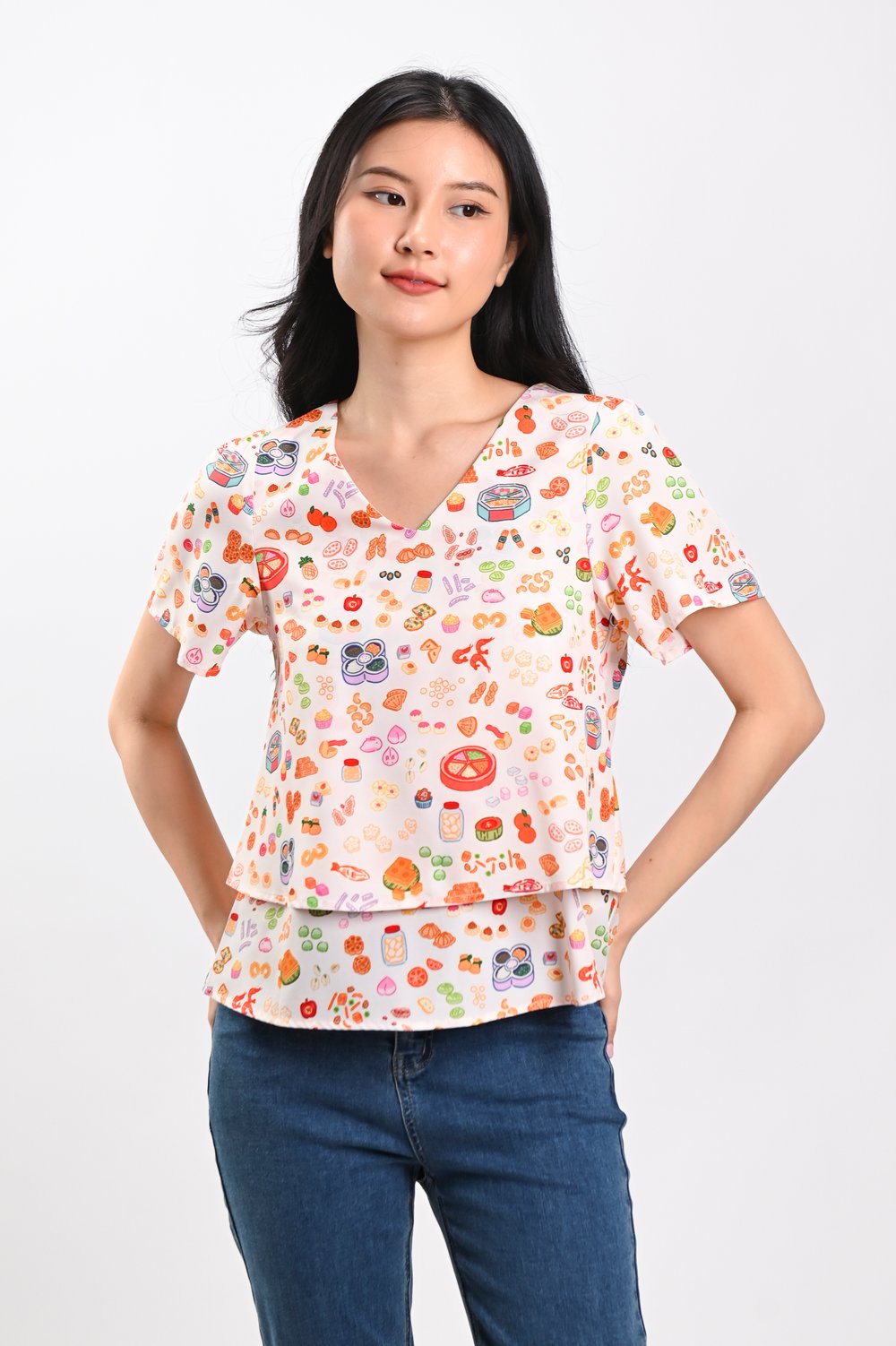 SNACKTACULAR SLEEVED LAYERED TOP