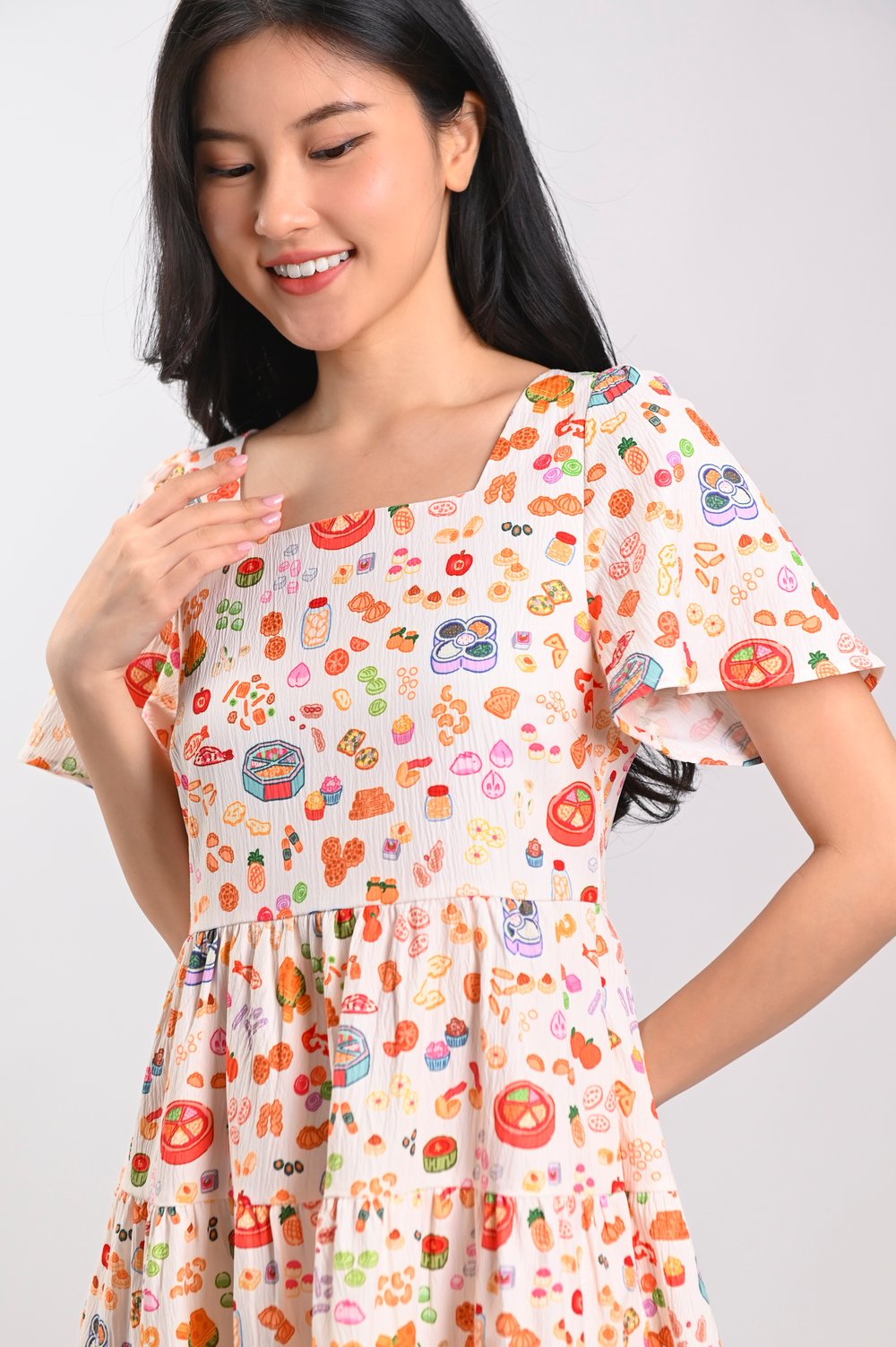 SNACKTACULAR SQUARE-NECK BABYDOLL DRESS