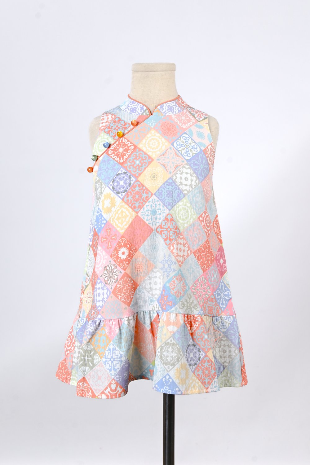 DIAMOND VINTAGE TILES KIDS’ CHEONGSAM