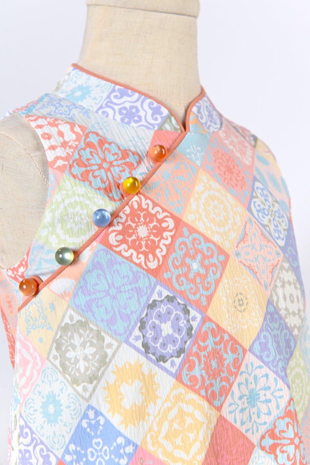 DIAMOND VINTAGE TILES KIDS’ CHEONGSAM