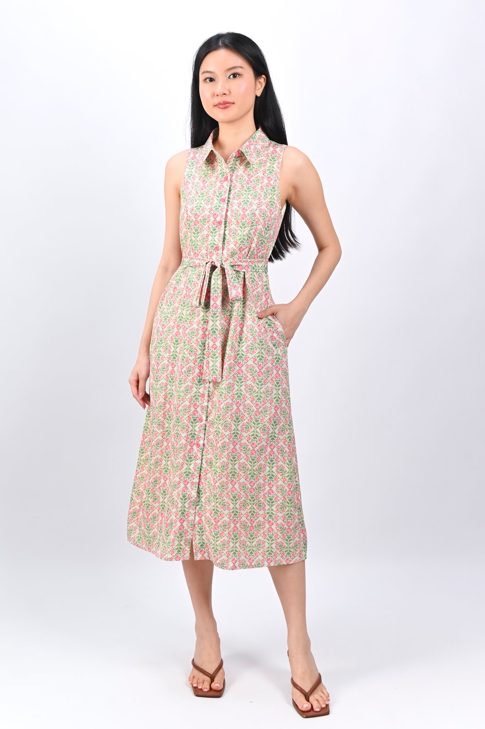 CARIBETH SHIRT-DRESS IN FLORAL TILES