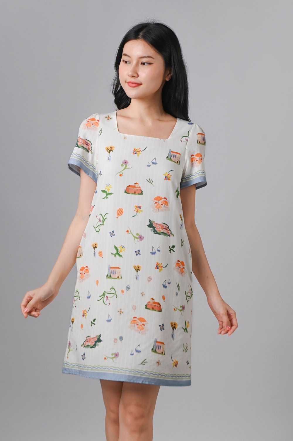 CASA COMO SLEEVED SHIFT DRESS