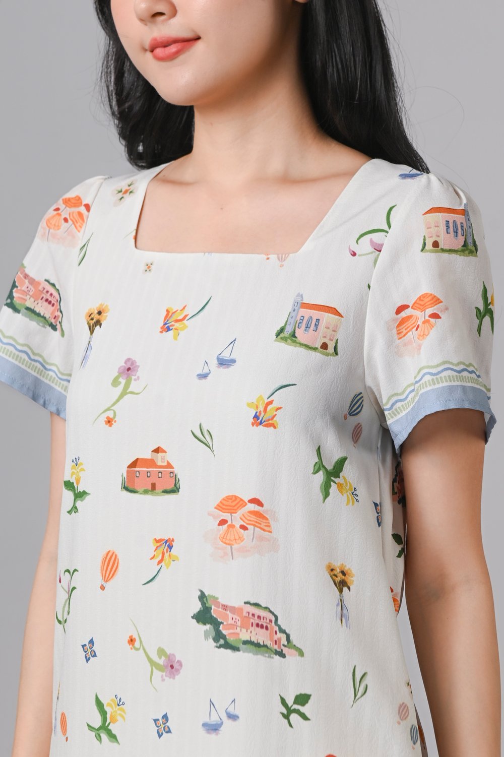 CASA COMO SLEEVED SHIFT DRESS