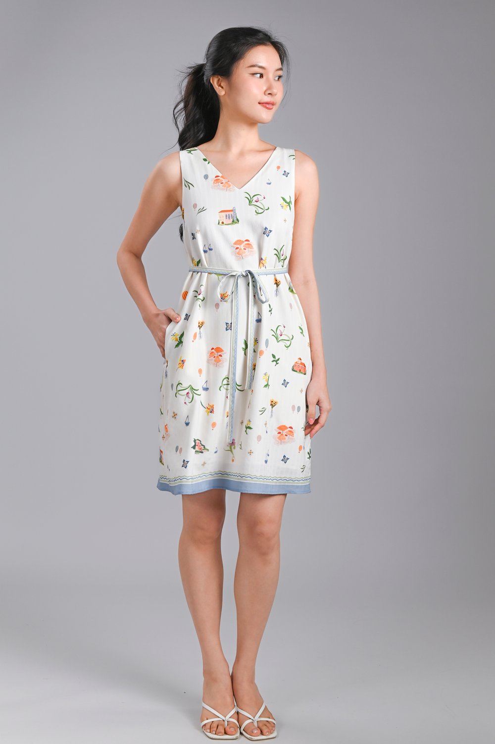 CASA COMO SLEEVELESS A-LINE DRESS