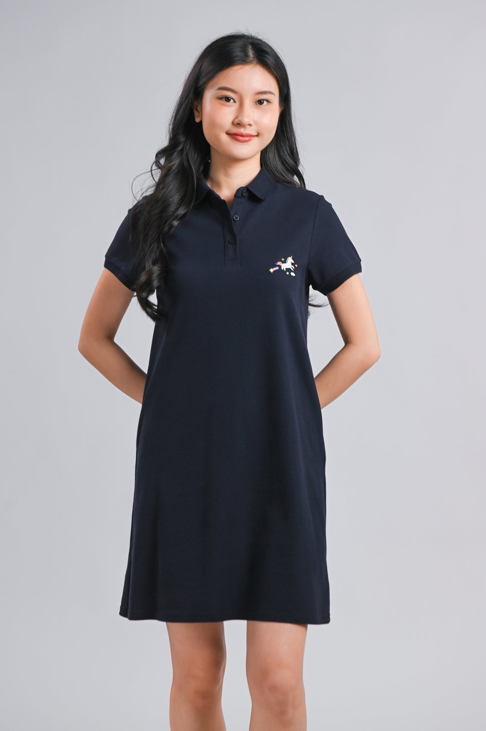 UNICORN NAVY EMB. POLO DRESS