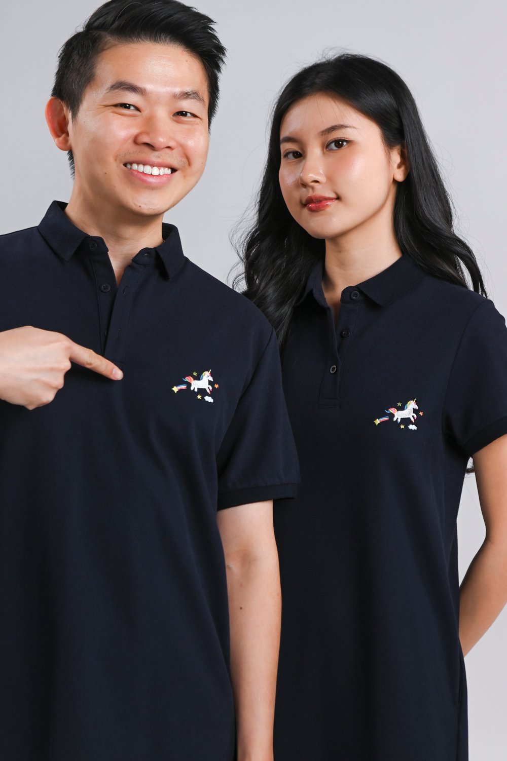 UNICORN NAVY EMB. POLO DRESS