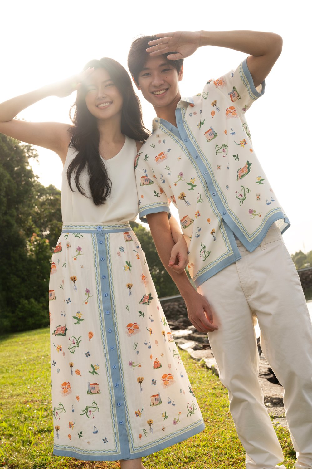 CASA COMO BUTTON MIDI SKIRT