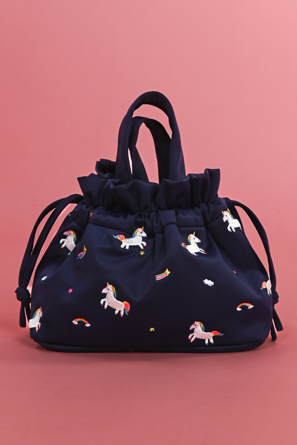 UNICORN NAVY EMB. PUFFER DUMPLING BAG