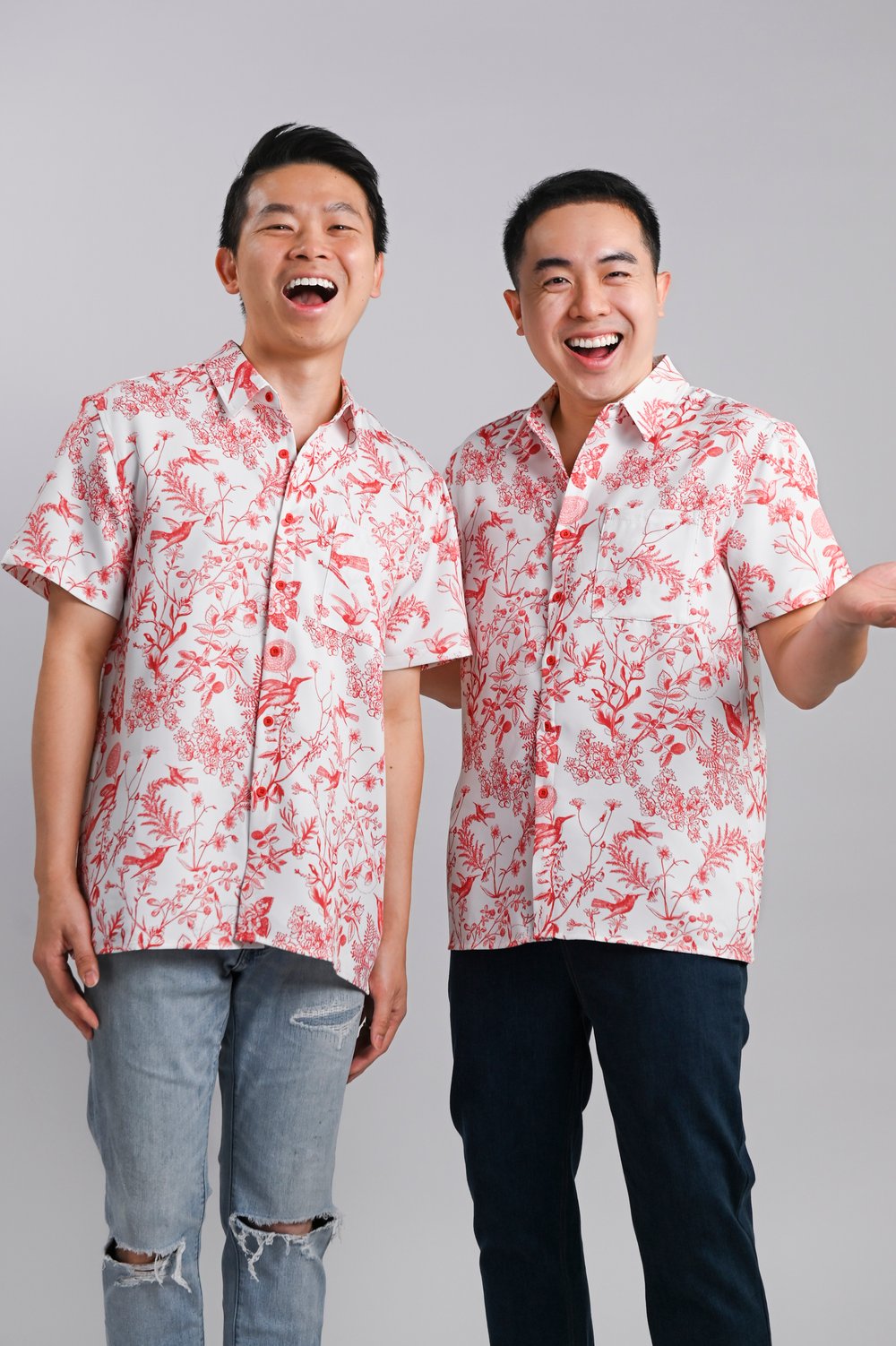 RED HUMMINGBIRD REGULAR-COLLAR MEN’S SHIRT