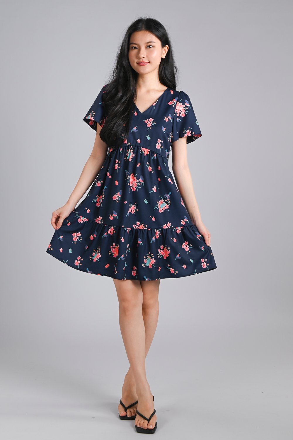 LIONCOLONY x AWE CURVE-WAIST FLOUNCE DRESS