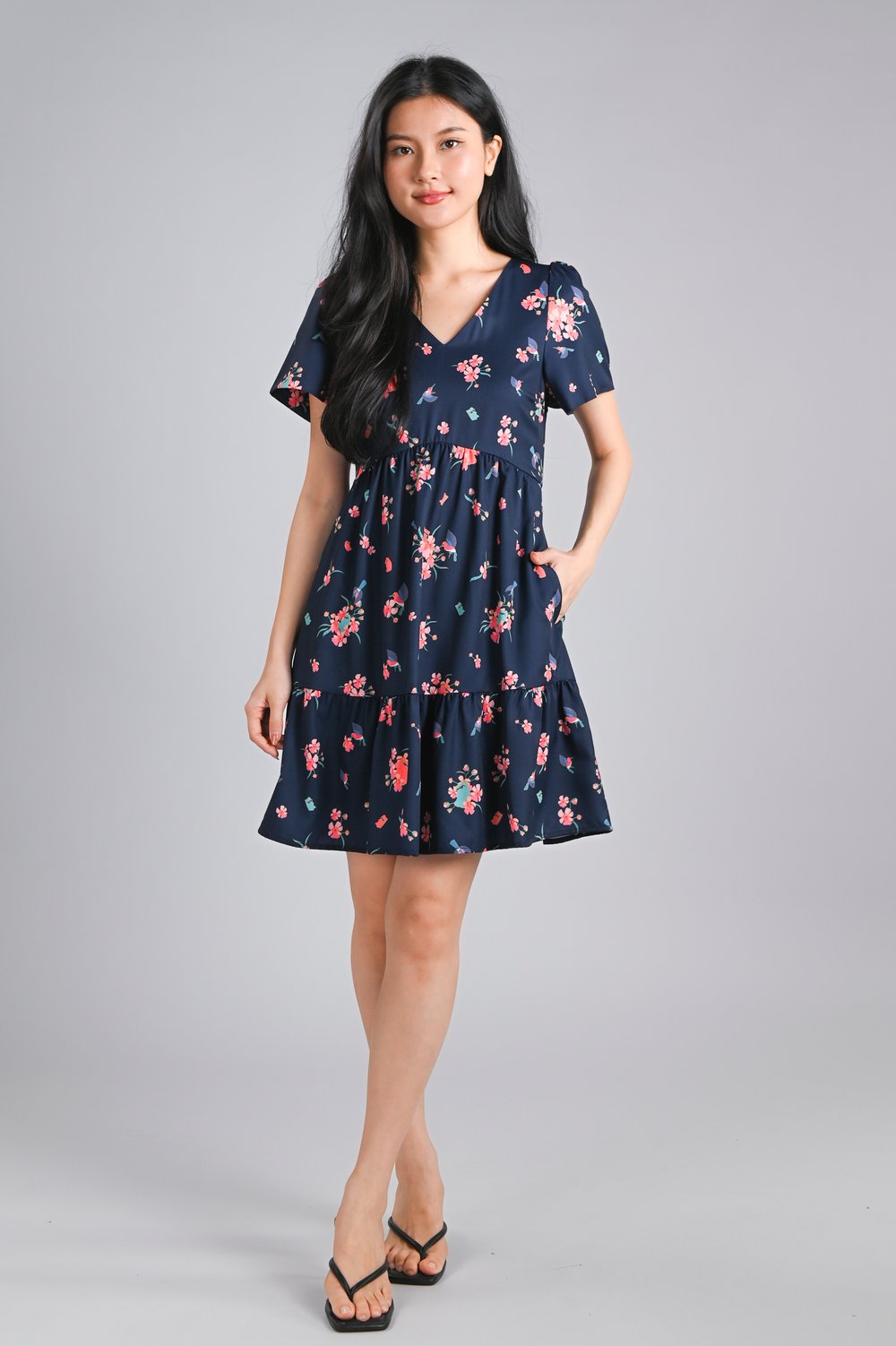 LIONCOLONY x AWE CURVE-WAIST FLOUNCE DRESS