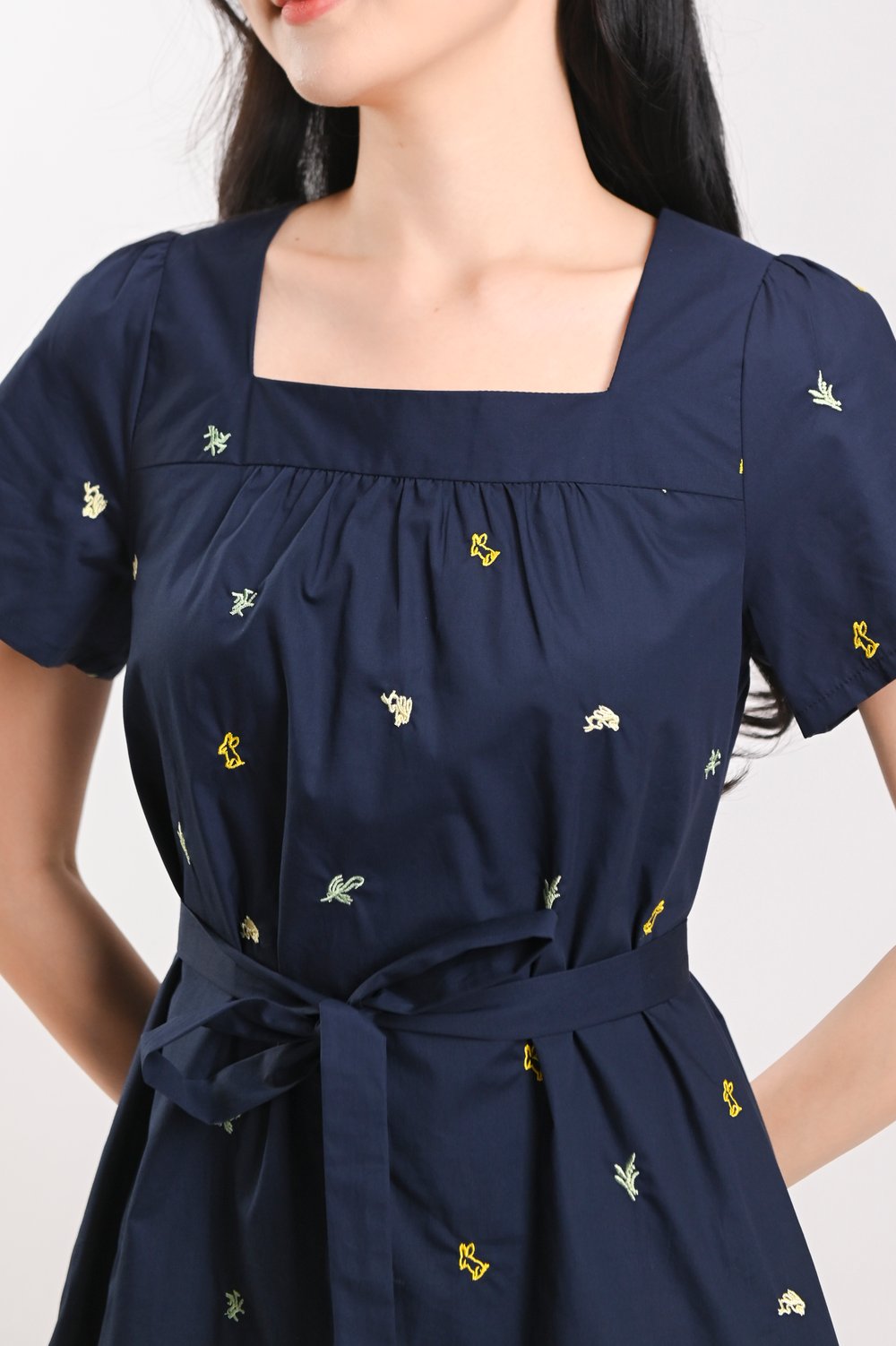 MYLLA BUNNY EMB. SLEEVED DRESS IN NAVY