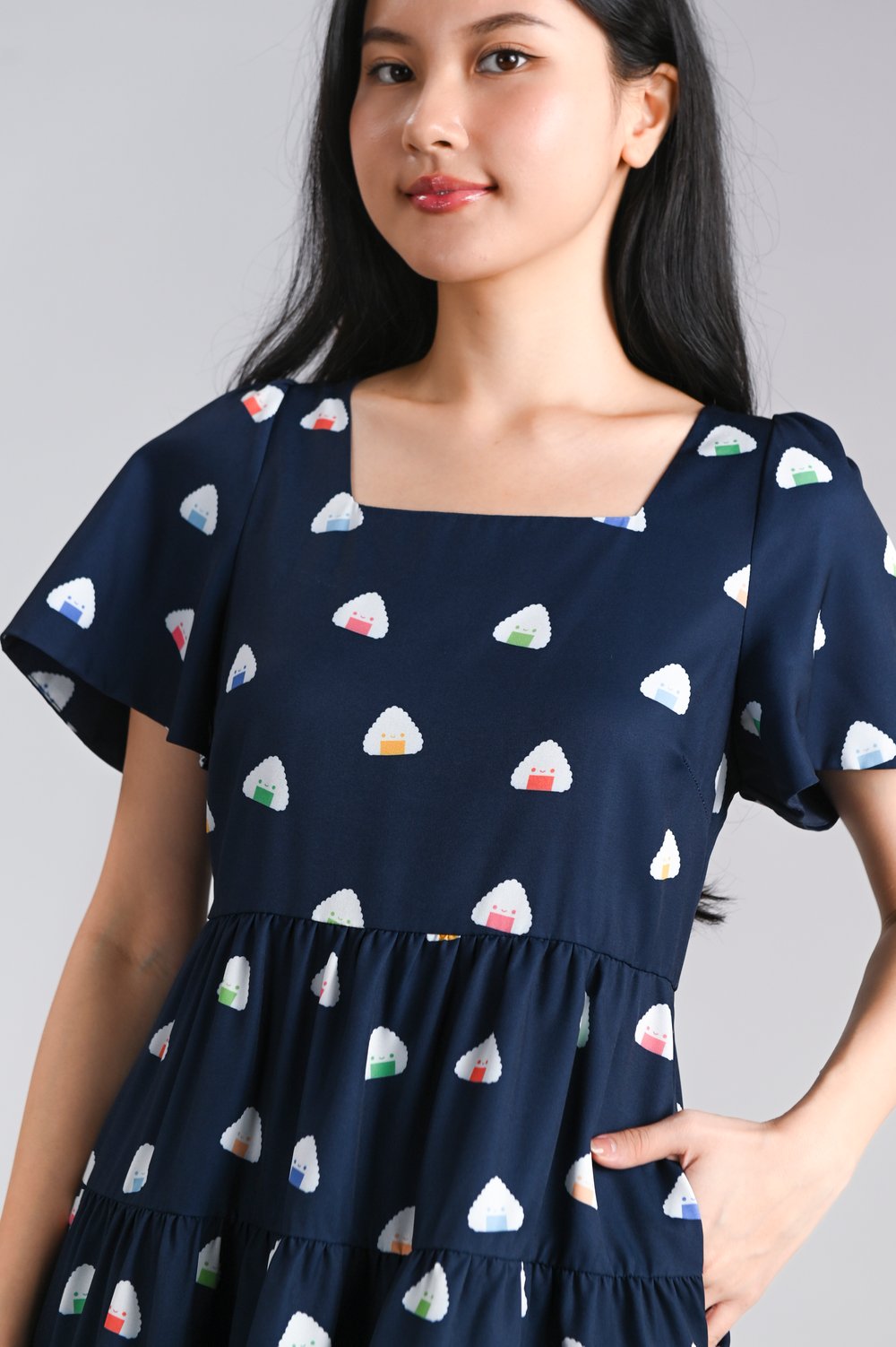 ONLY ONIGIRI NAVY SQUARE-NECK BABYDOLL DRESS