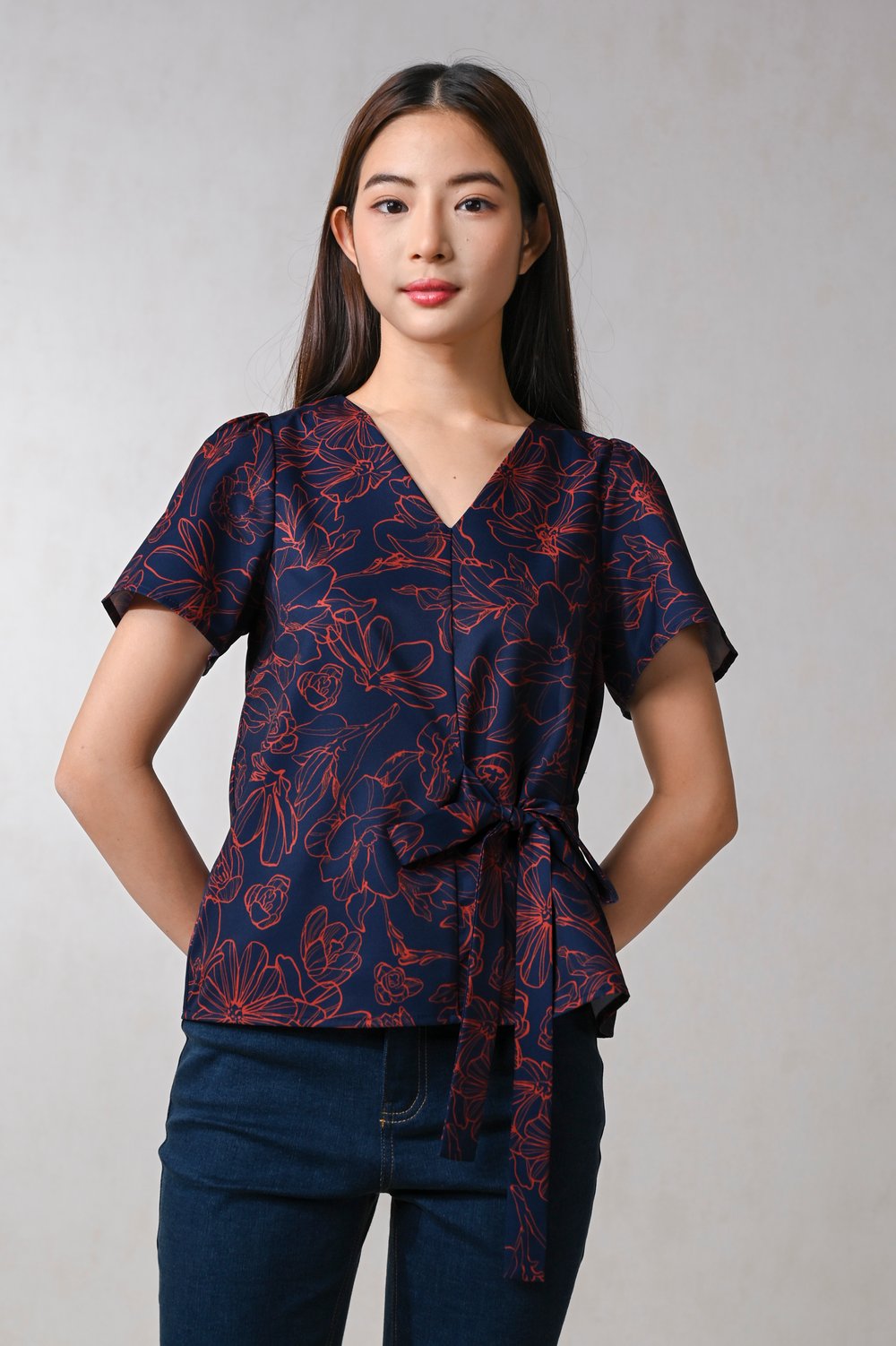 EMBER GLOW TIE-SASH TOP