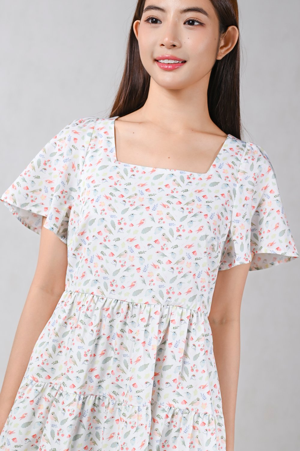 FRIENDS OF THE FOREST SQUARE-NECK BABYDOLL DRESS