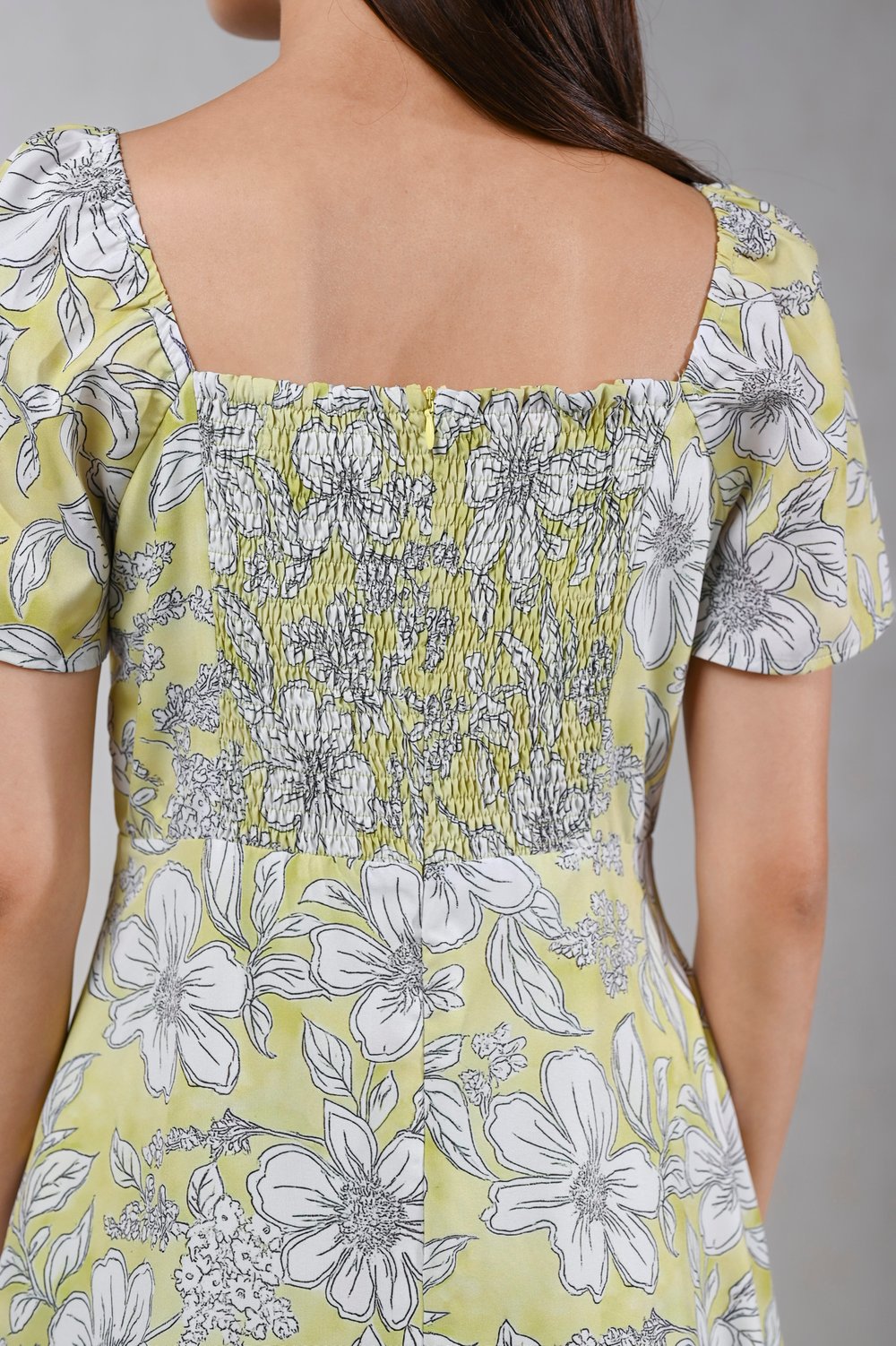 JUBILEE LIME-YELLOW FLORAL SWEETHEART MIDI DRESS