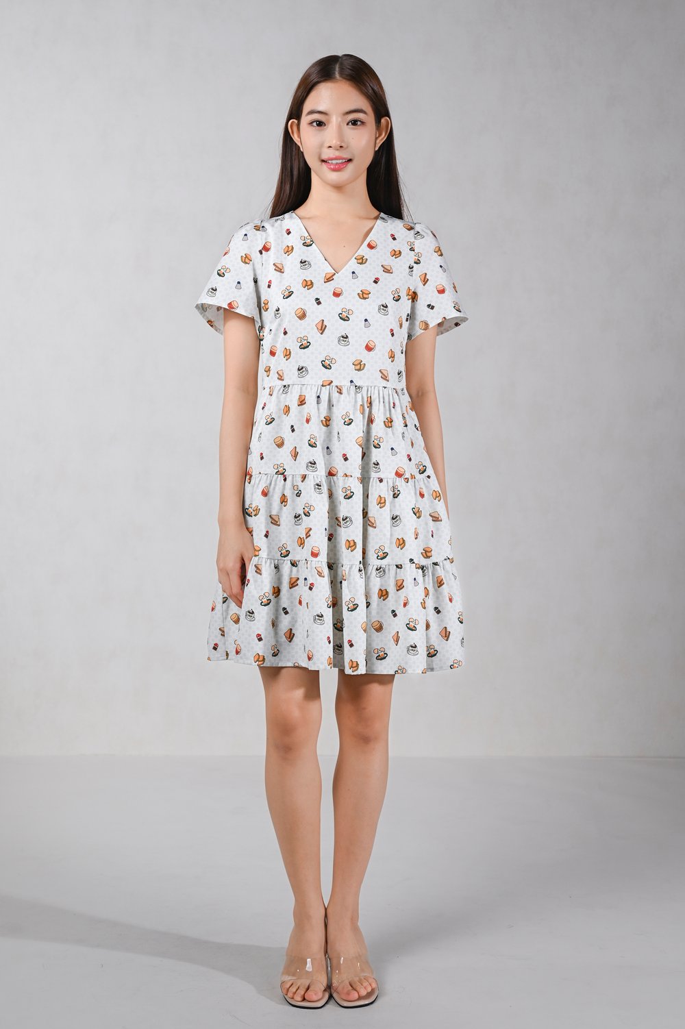 SUNDAY BREAKFAST V-NECK BABYDOLL DRESS