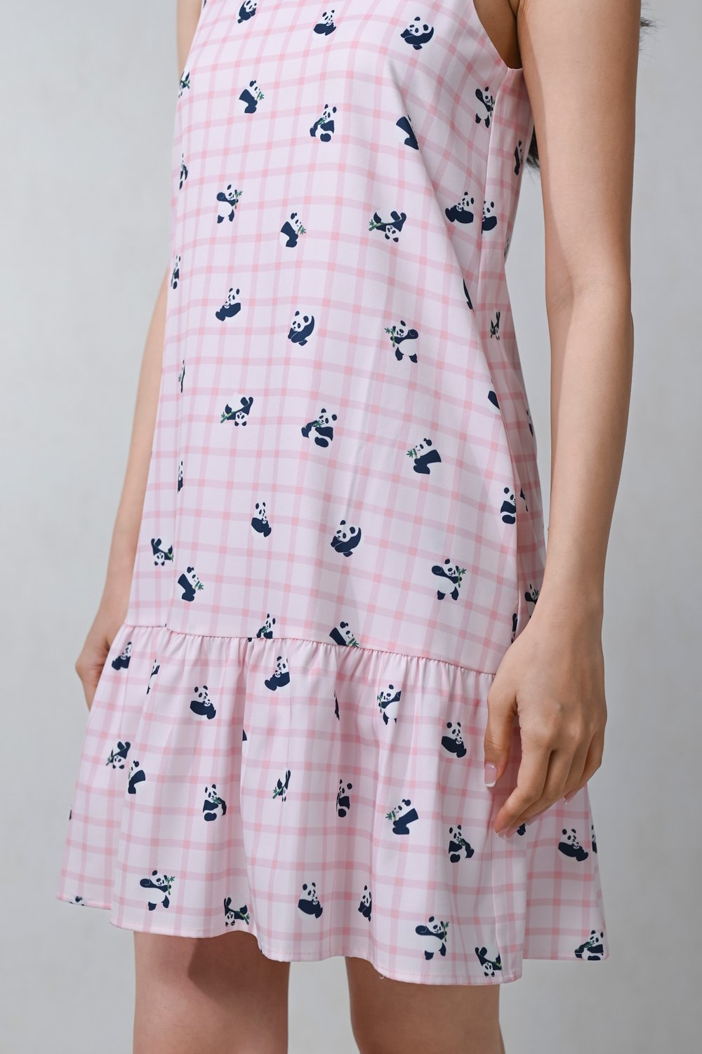 PINK PANDA PARTY SLEEVELESS DROPWAIST DRESS