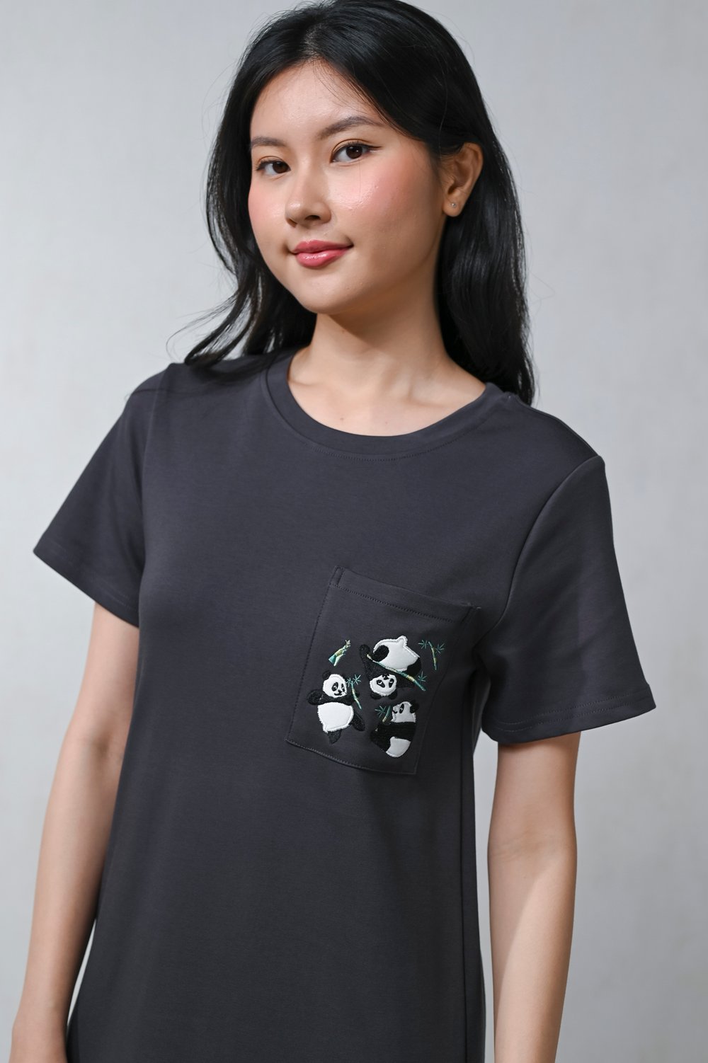GREY PANDA PARTY EMB. TEE MIDI DRESS