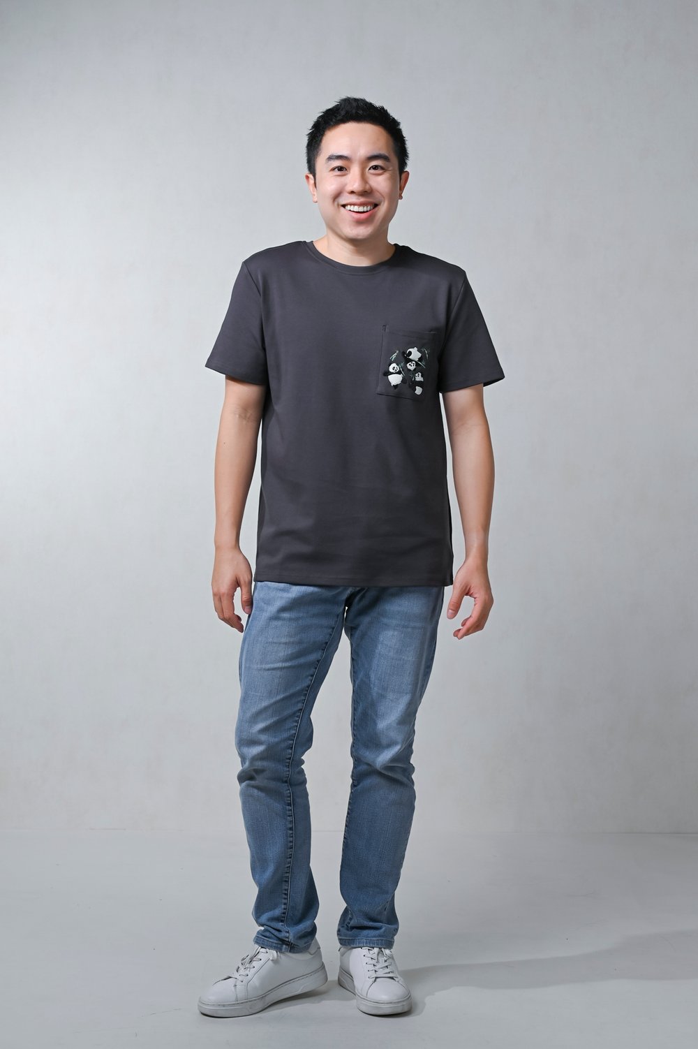 GREY PANDA PARTY EMB. UNISEX TEE