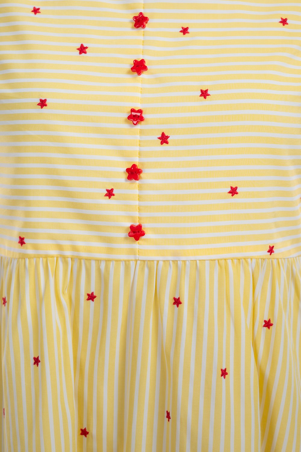 LIONA YELLOW STRIPES STARRY EMB. DRESS