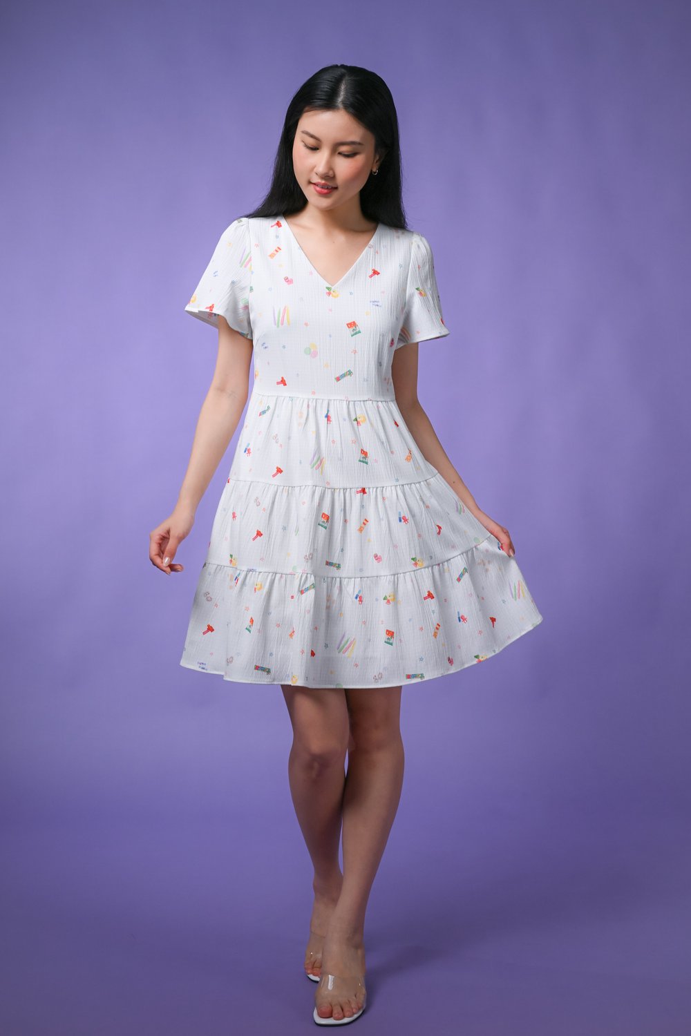 TUCKSHOP TREATS V-NECK BABYDOLL DRESS