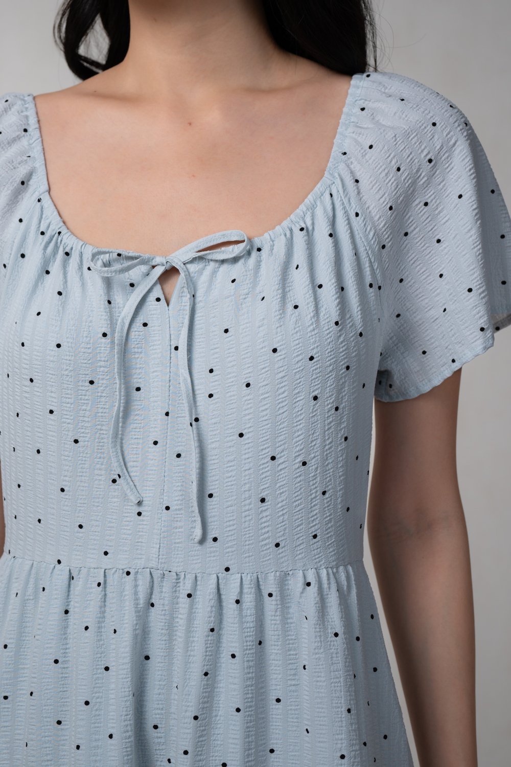 PERLAE POLKA TIERED MIDAXI DRESS IN BLUE