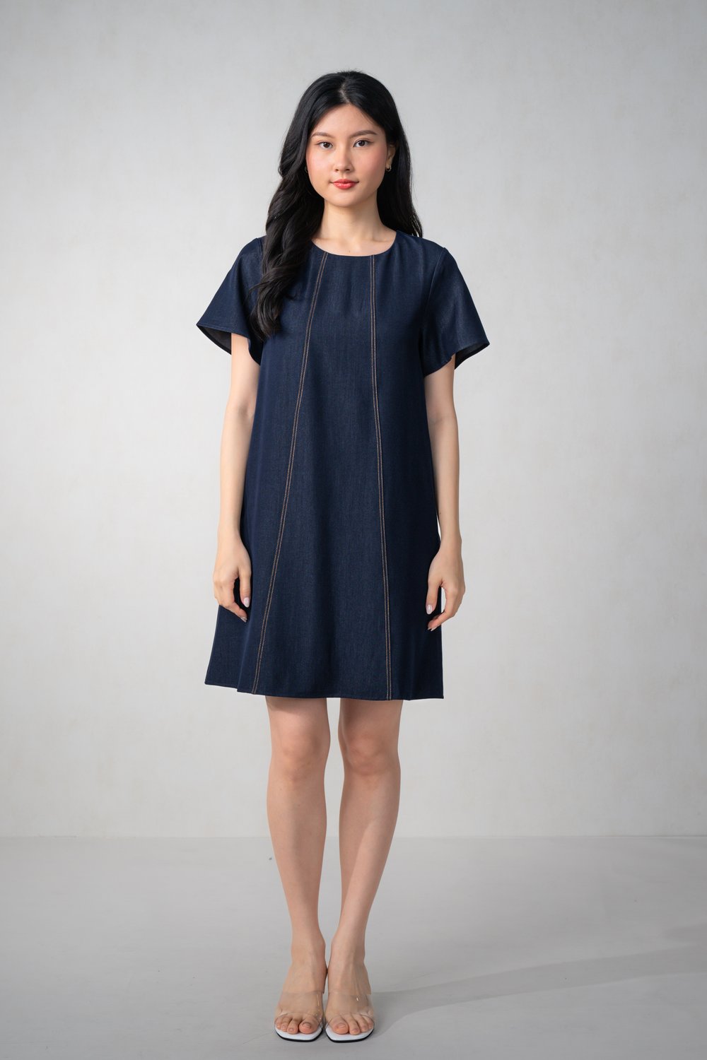ANNAFEY SLEEVED DENIM DRESS