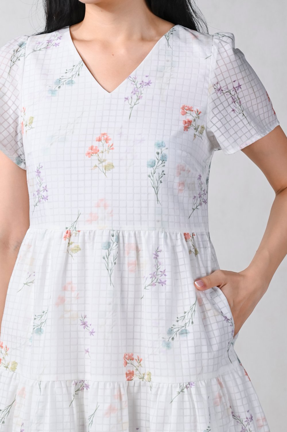 MOONFLOWER V-NECK BABYDOLL DRESS