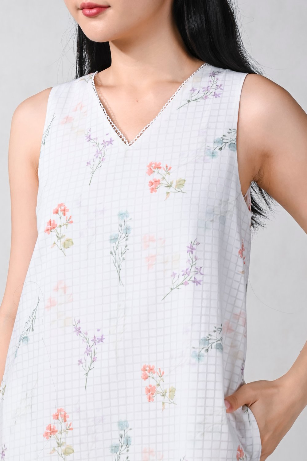 MOONFLOWER SLEEVELESS DROPWAIST MIDI DRESS