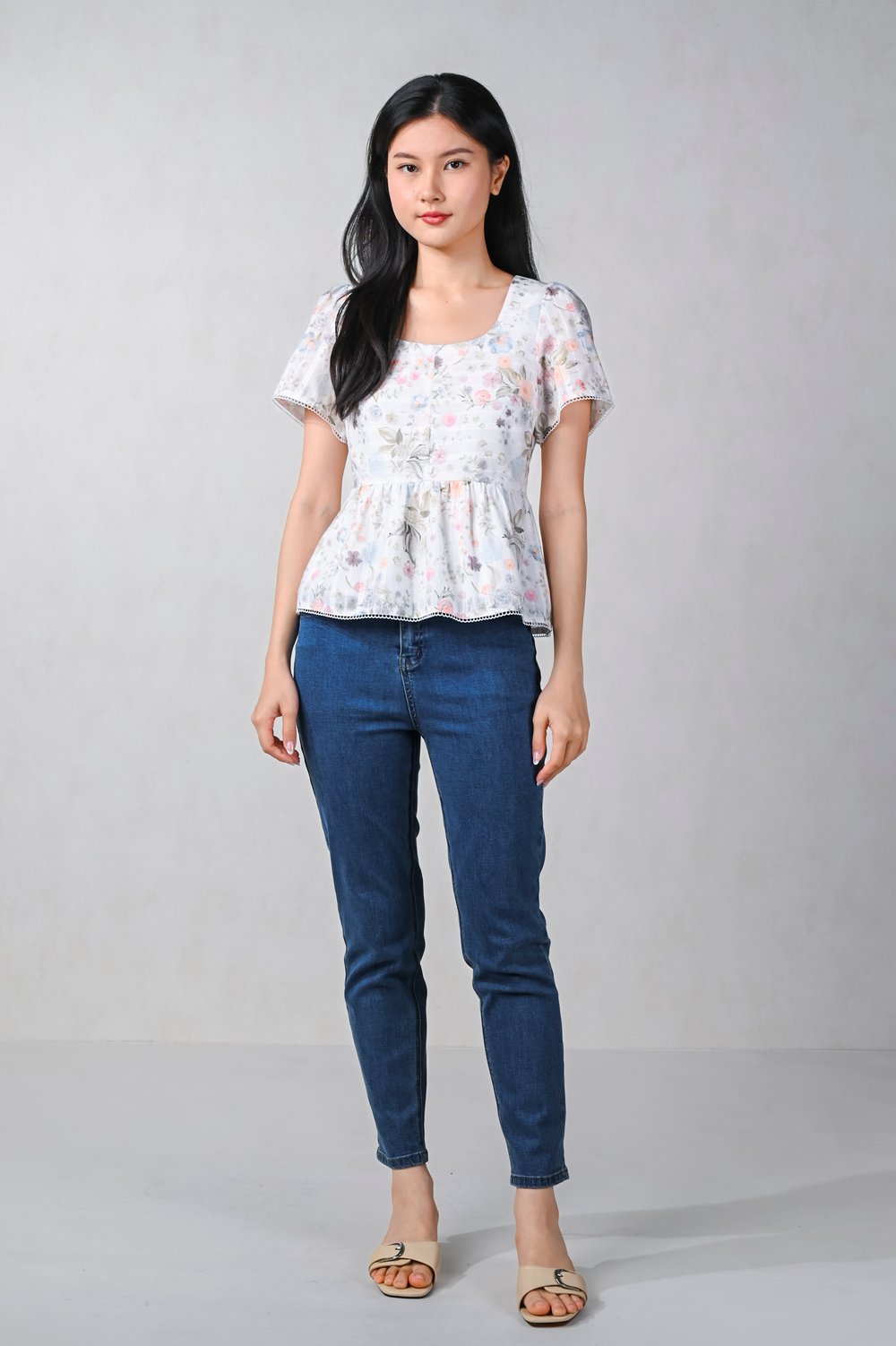 WINTERFIELDS SCOOP-NECK PEPLUM TOP