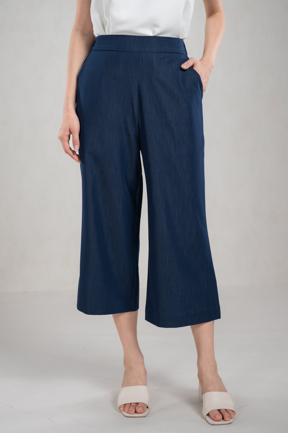 MONDRIAN ELASTIC-BACK DENIM CULOTTES