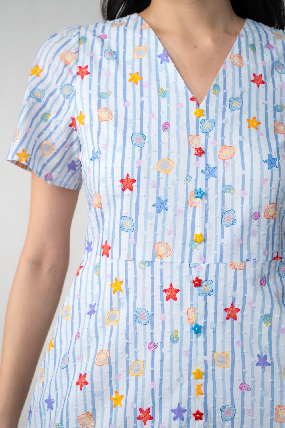 VIRELLE STARFISH SLEEVED BUTTON DRESS