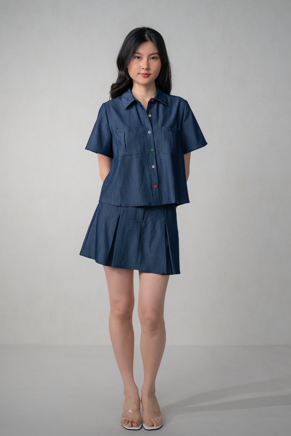 ARIXA DENIM-LOOK BOXY SHIRT