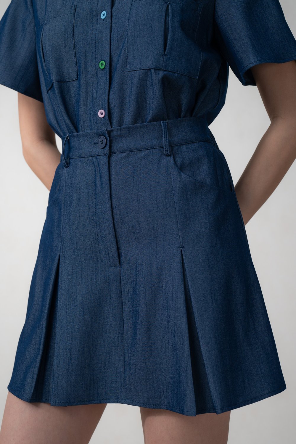 DEXIA DENIM-LOOK SKORTS