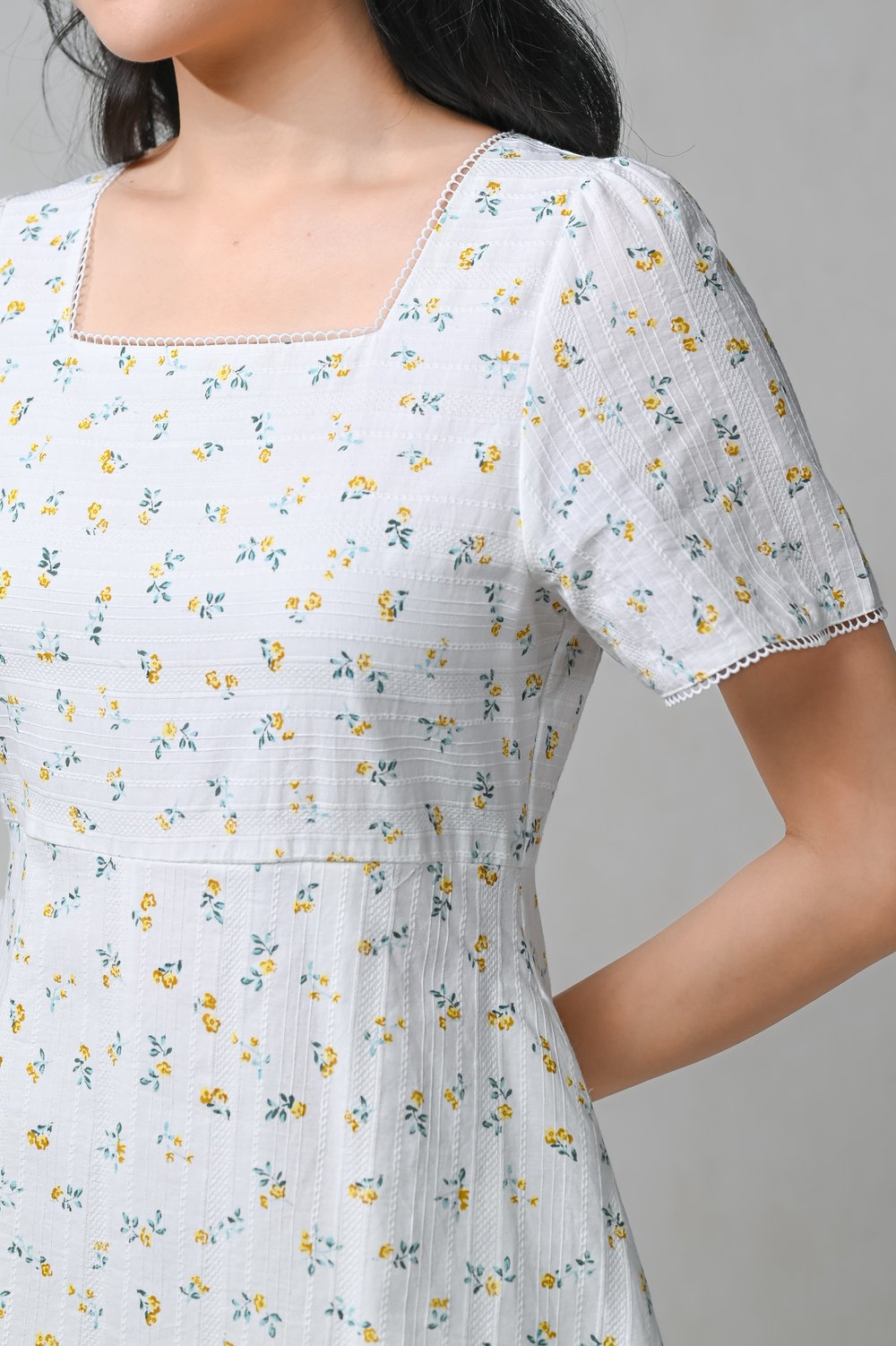 ELYSIUM FLORAL SQUARE-NECK DRESS-ROMPER